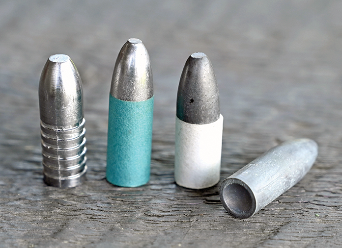 500 and 540-grain paper-patched bullets used in the .45 Pedersoli Gibbs.